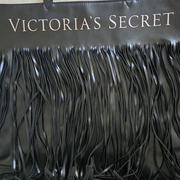 Victoria's Secret Limited Edition Black Faux Leather Bag with Tassels - Picture 3 of 6